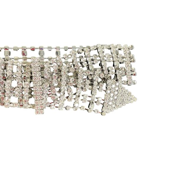 Zara Womens Sz 32 Silver Rhinestone Belt 1.5" Wide Glam Night Out NWT - Picture 5 of 8